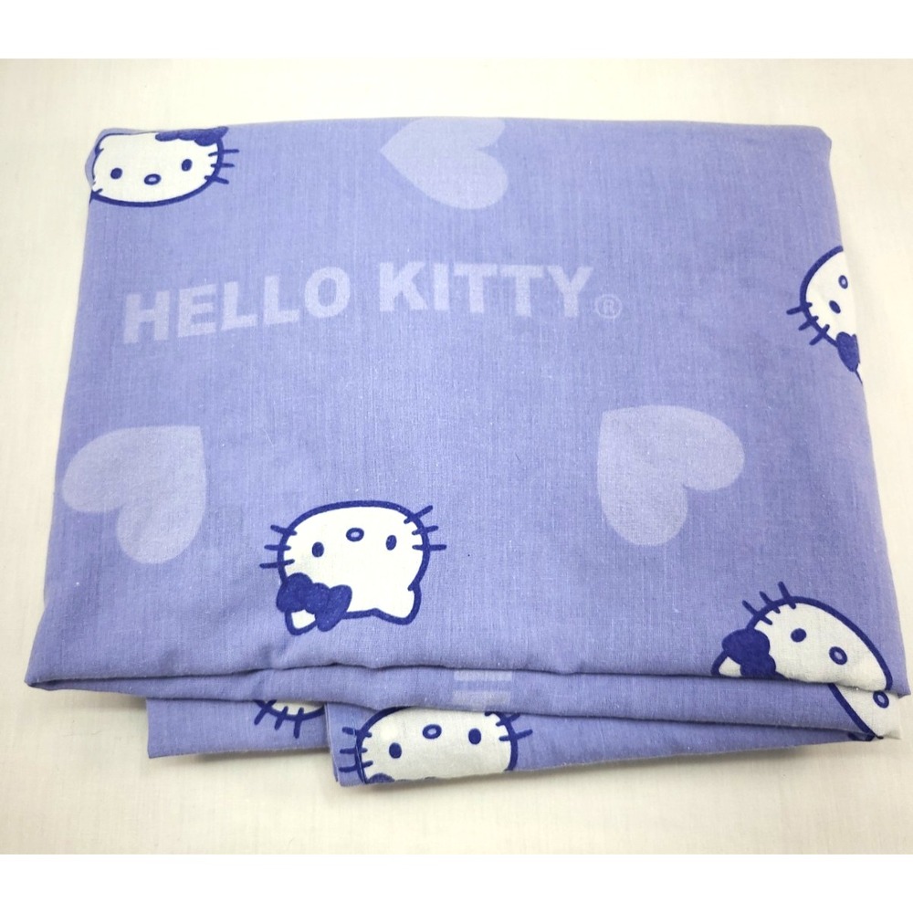 Vintage Sanrio Hello Kitty Blue Flat Sheet Cotton Polyester TWIN SIZE